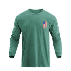 USA FLAG CROSS GRAPHIC LONG SLEEVE T-SHIRT