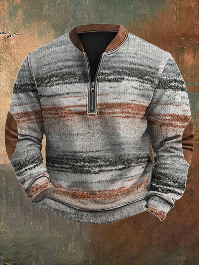 Men's Retro Casual Gradient Knitted Printed Sweatshirt