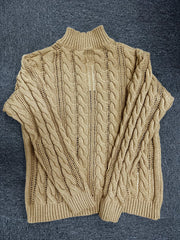 Men's Retro Simple Casual Color Block Stand Collar Sweater