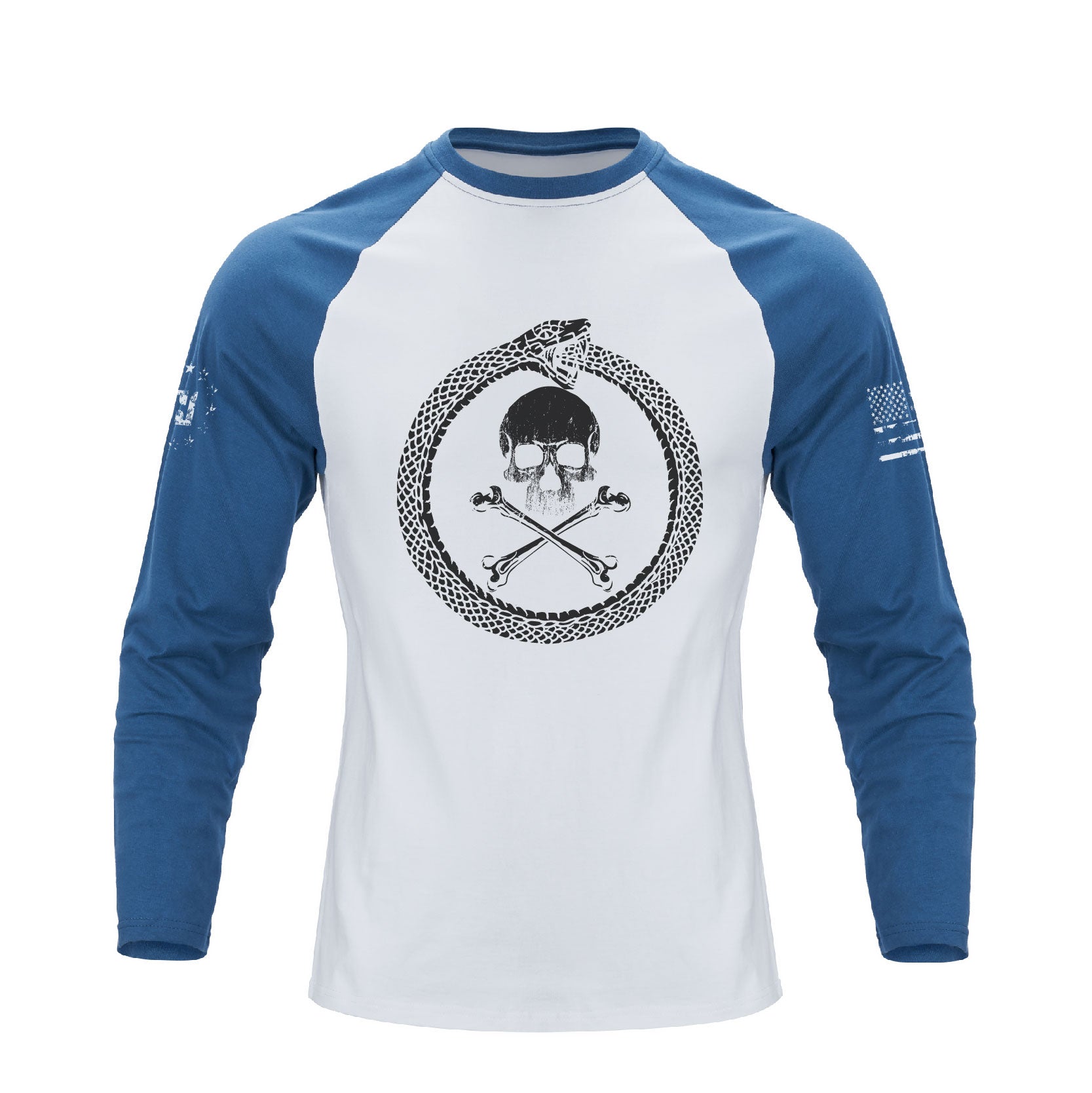 SNAKE SKULL RAGLAN GRAPHIC LONG SLEEVE T-SHIRT