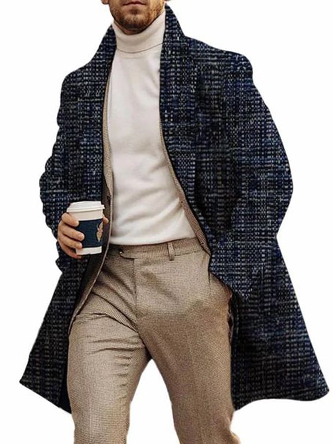 Men's Fashion Printed Casual Woolen Coat