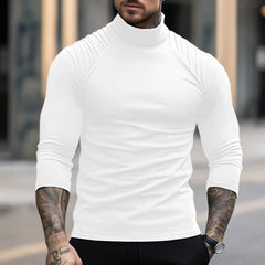 SLIM FITTING HIGH NECK PLEATED RAGLAN SLEEVES T-SHIRT