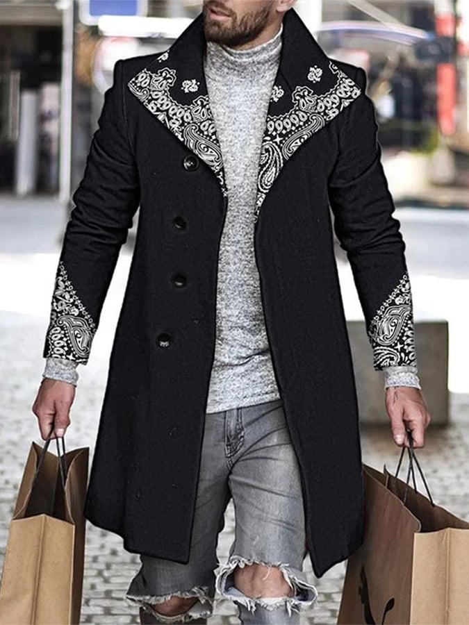 Men's Stylish Vintage Single Breasted Faul Wool Coat