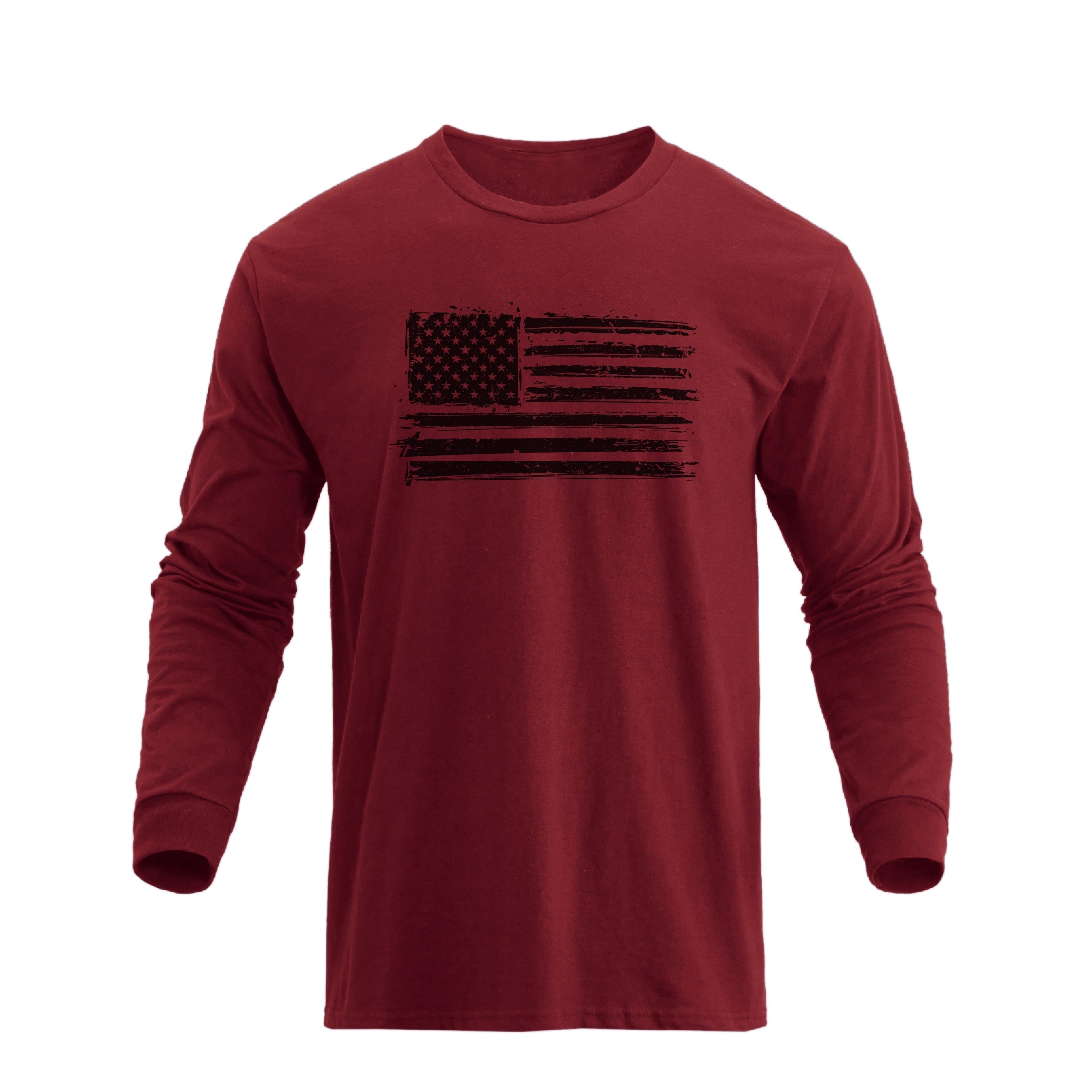 USA FLAG 100% COTTON GRAPHIC LONG SLEEVE T-SHIRT