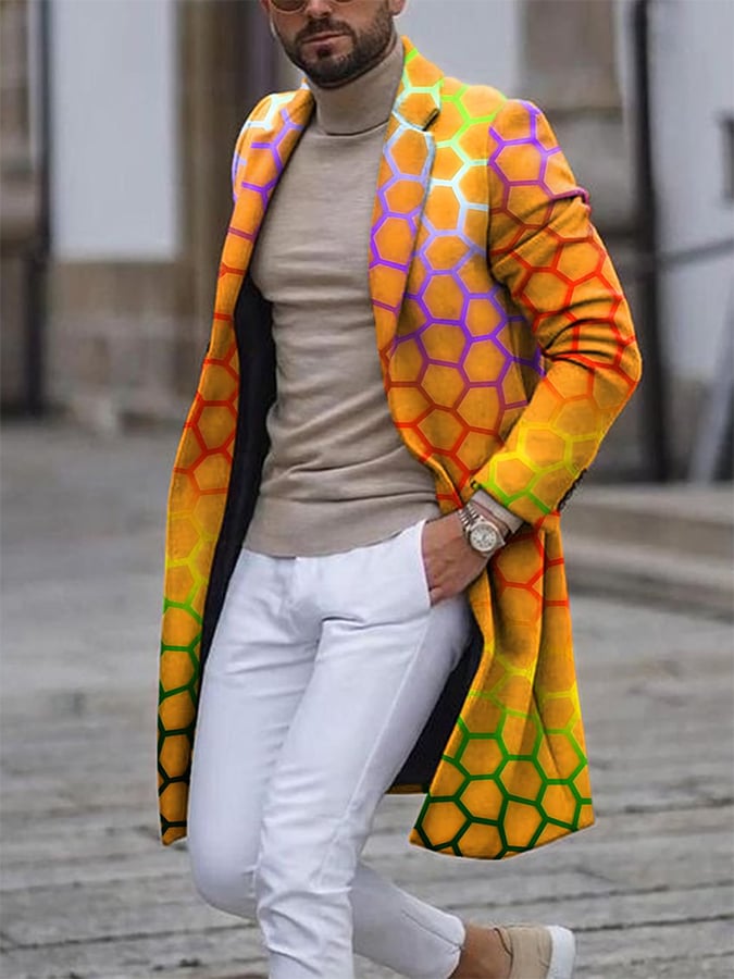 Men's Retro Casual Contrast Color Coat