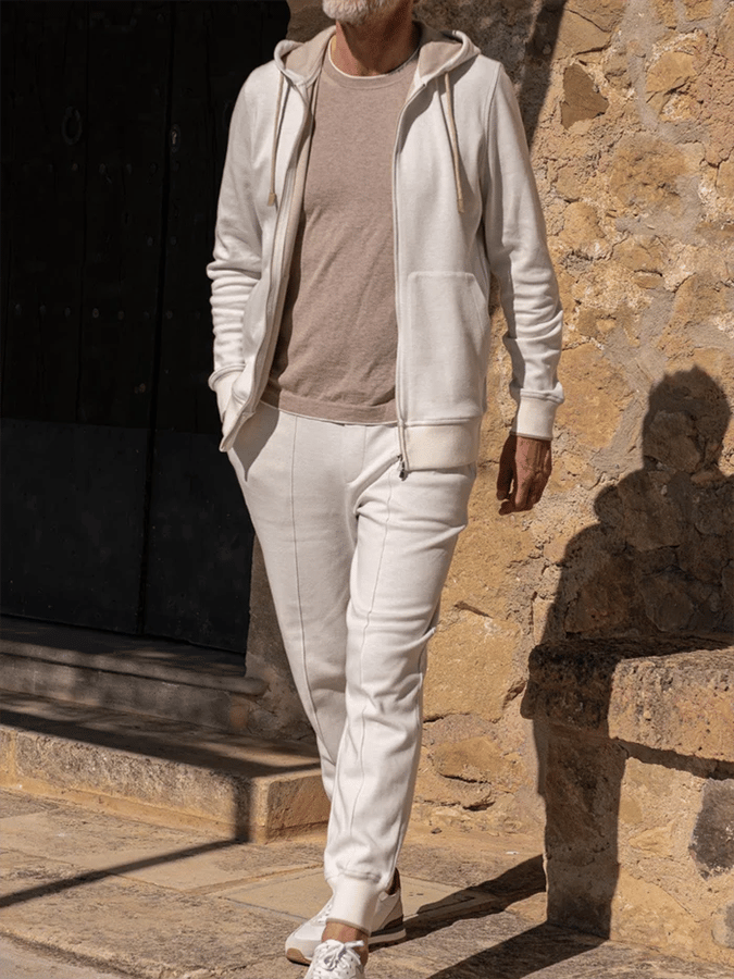 Men's Retro Solid Color Casual Open Pocket Hooded Sweatshirt