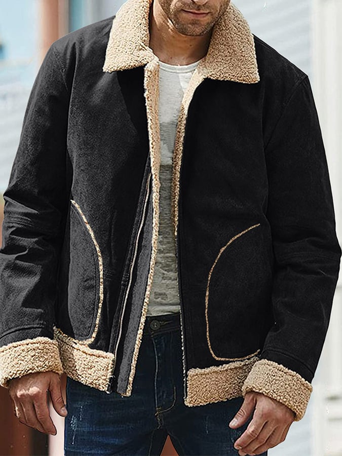 Men's Stylish Commuter Zip Up Faux Suede Coat