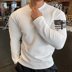 SPORT CROSS USA FLAG NOODLE TEXTURED GRAPHIC LONG SLEEVE T-SHIRT