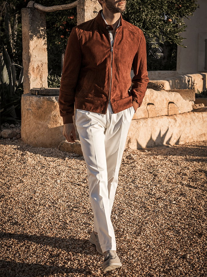 Men's Retro Solid Color Casual Open Pocket Zipper Stand Collar Jacket