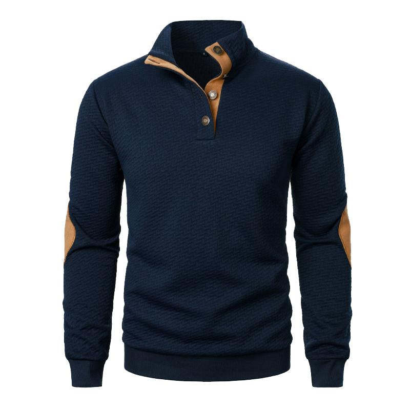 Men's Stand Collar Colorblock Casual Jacquard Sweatshirt