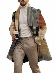 Men's Fashion Printed Casual Woolen Coat