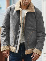 Men's Stylish Commuter Zip Up Faux Suede Coat