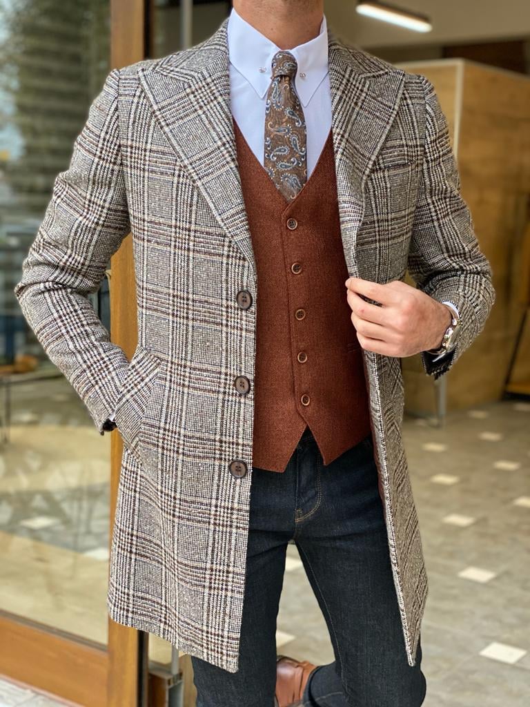 Men's Vintage Plaid Coat