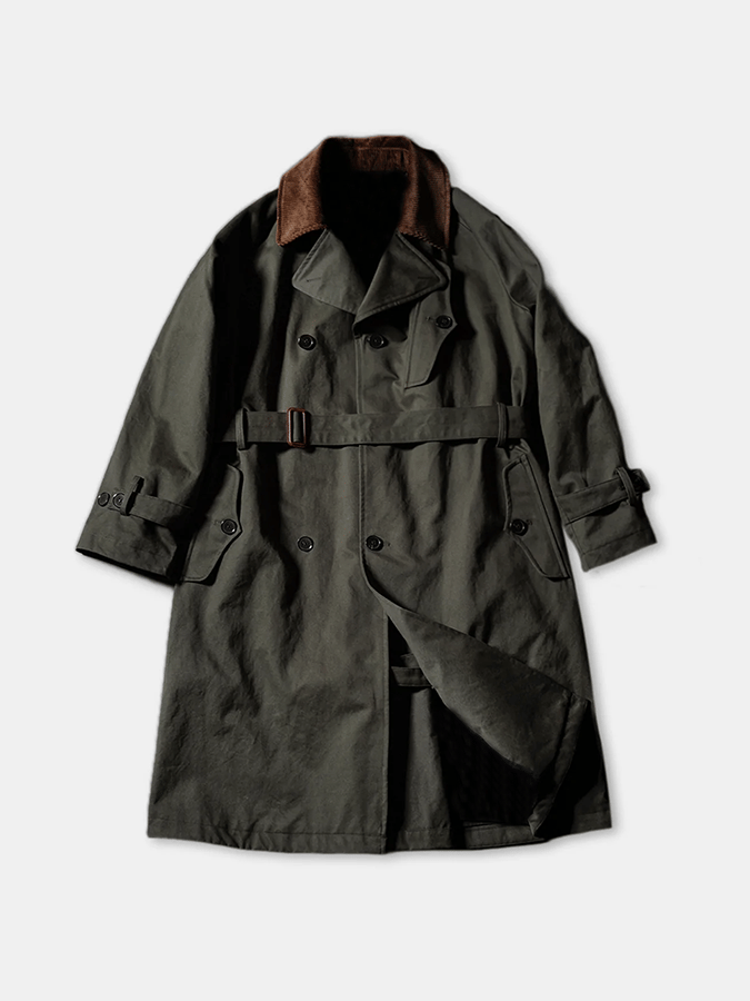 Men's Business Loose Fit Button Belt Casual Trench Coat