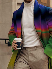 Men's Retro Casual Contrast Color Wool Coat