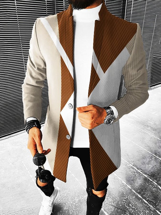 Men'S Casual Simple Printed Coat