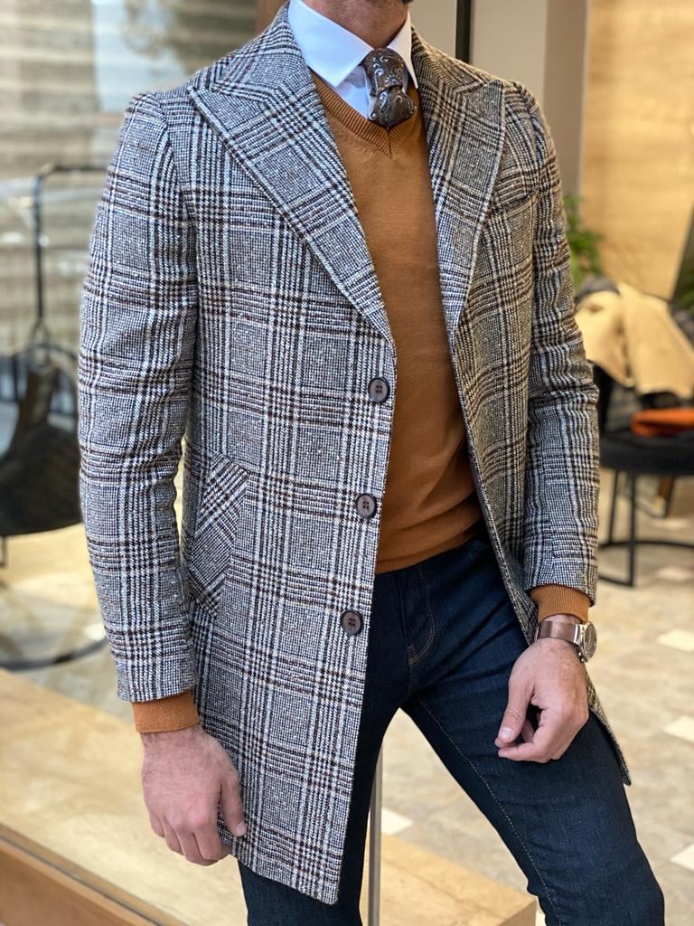 Men's Vintage Plaid Coat