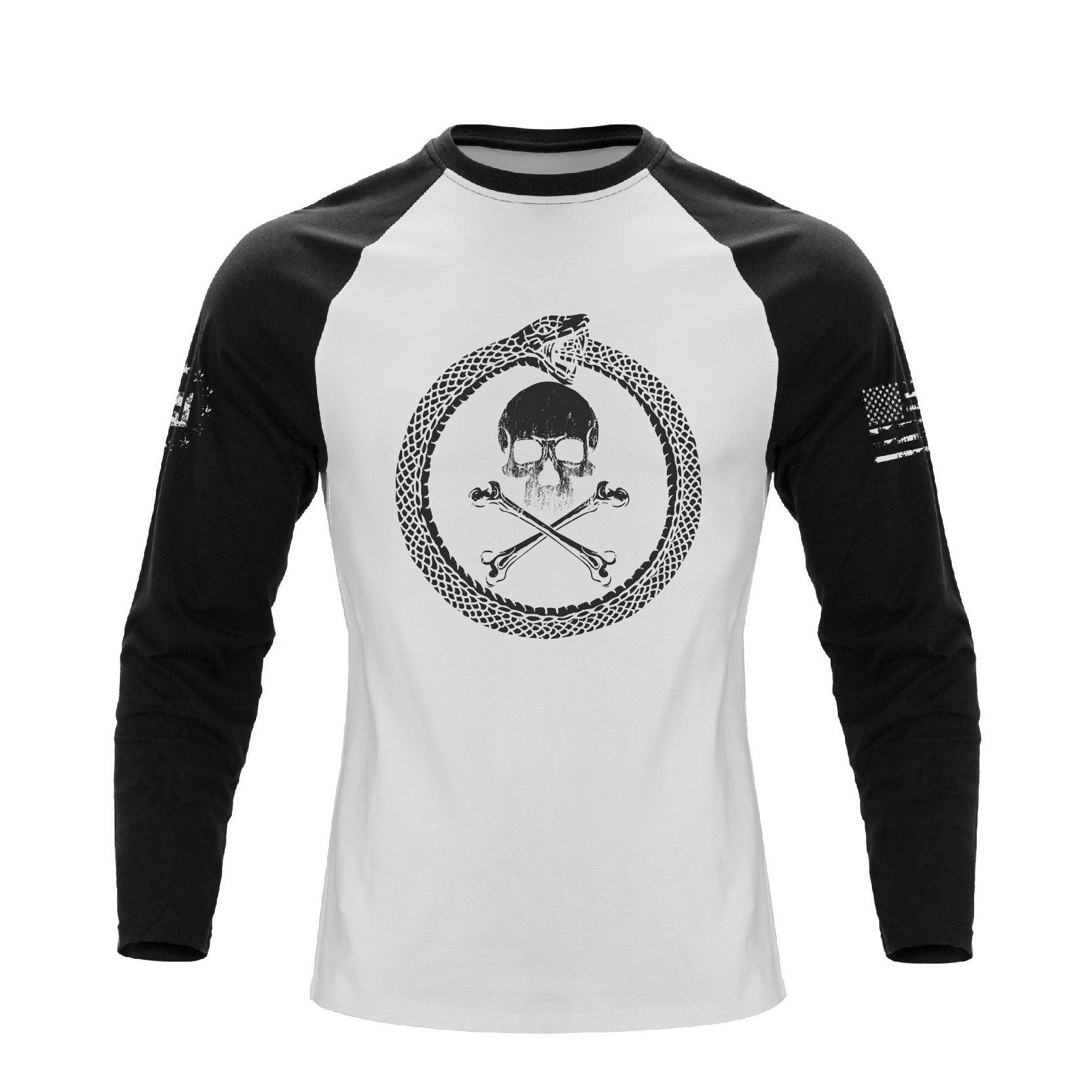 SNAKE SKULL RAGLAN GRAPHIC LONG SLEEVE T-SHIRT
