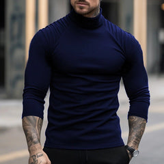 SLIM FITTING HIGH NECK PLEATED RAGLAN SLEEVES T-SHIRT