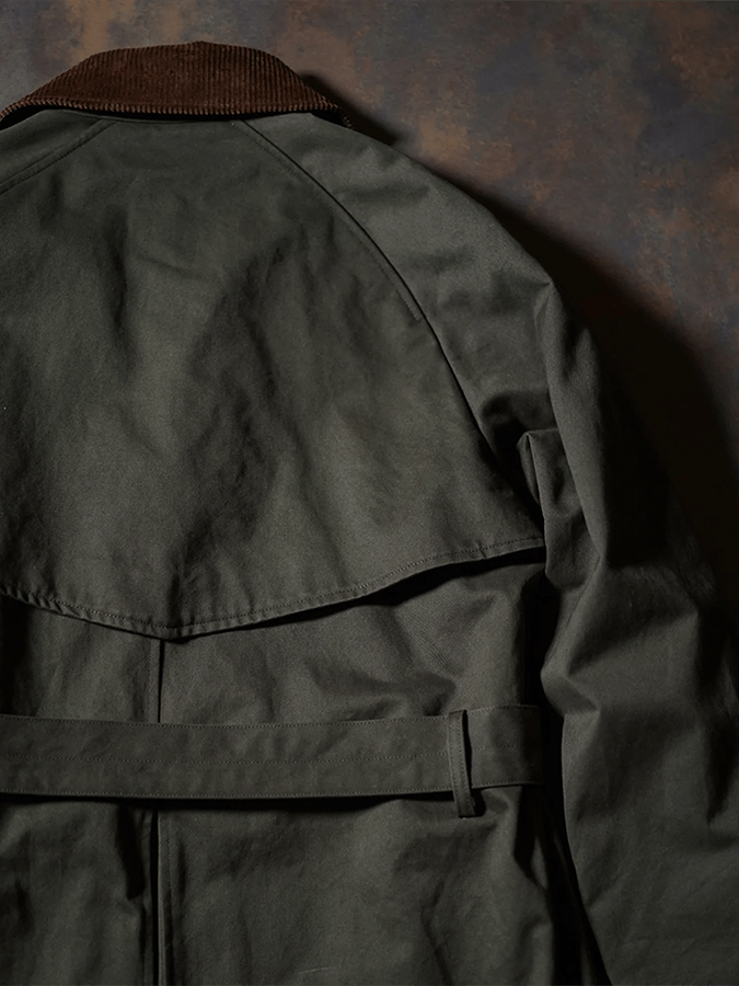 Men's Business Loose Fit Button Belt Casual Trench Coat